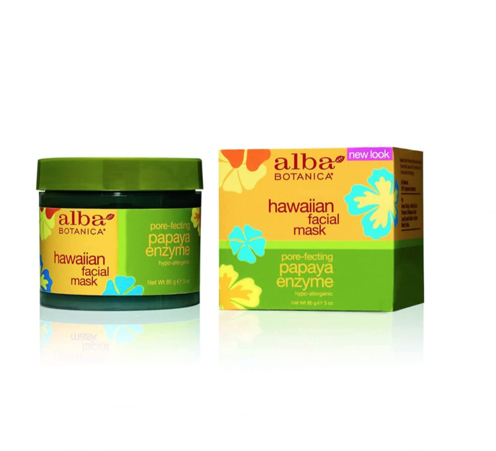 Mascarilla facial Alba Botanica en frasco, exfoliación suave para piel renovada