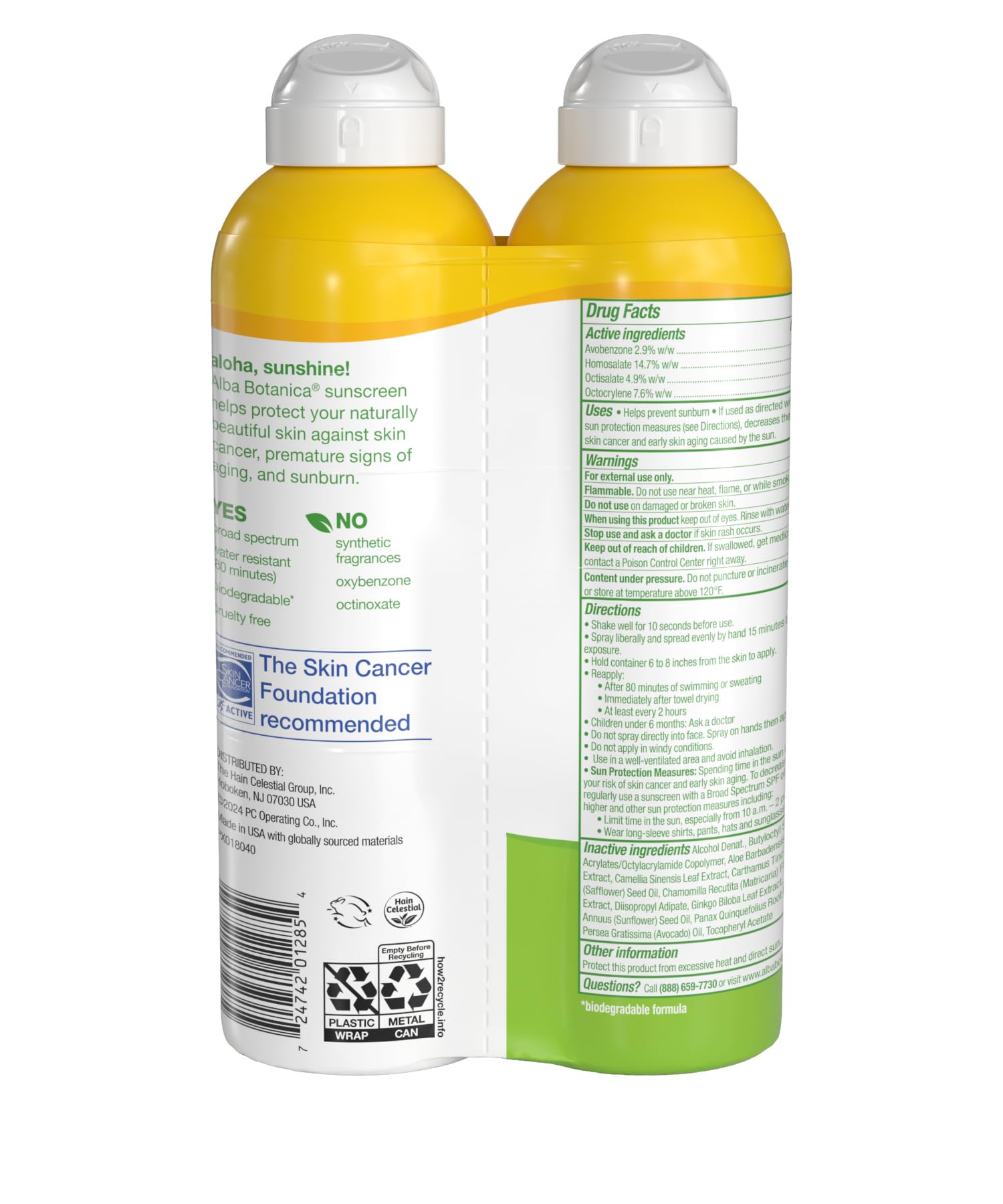 Alba Botanica protector solar SPF 50: rociado en niebla para exteriores y rápido secado.