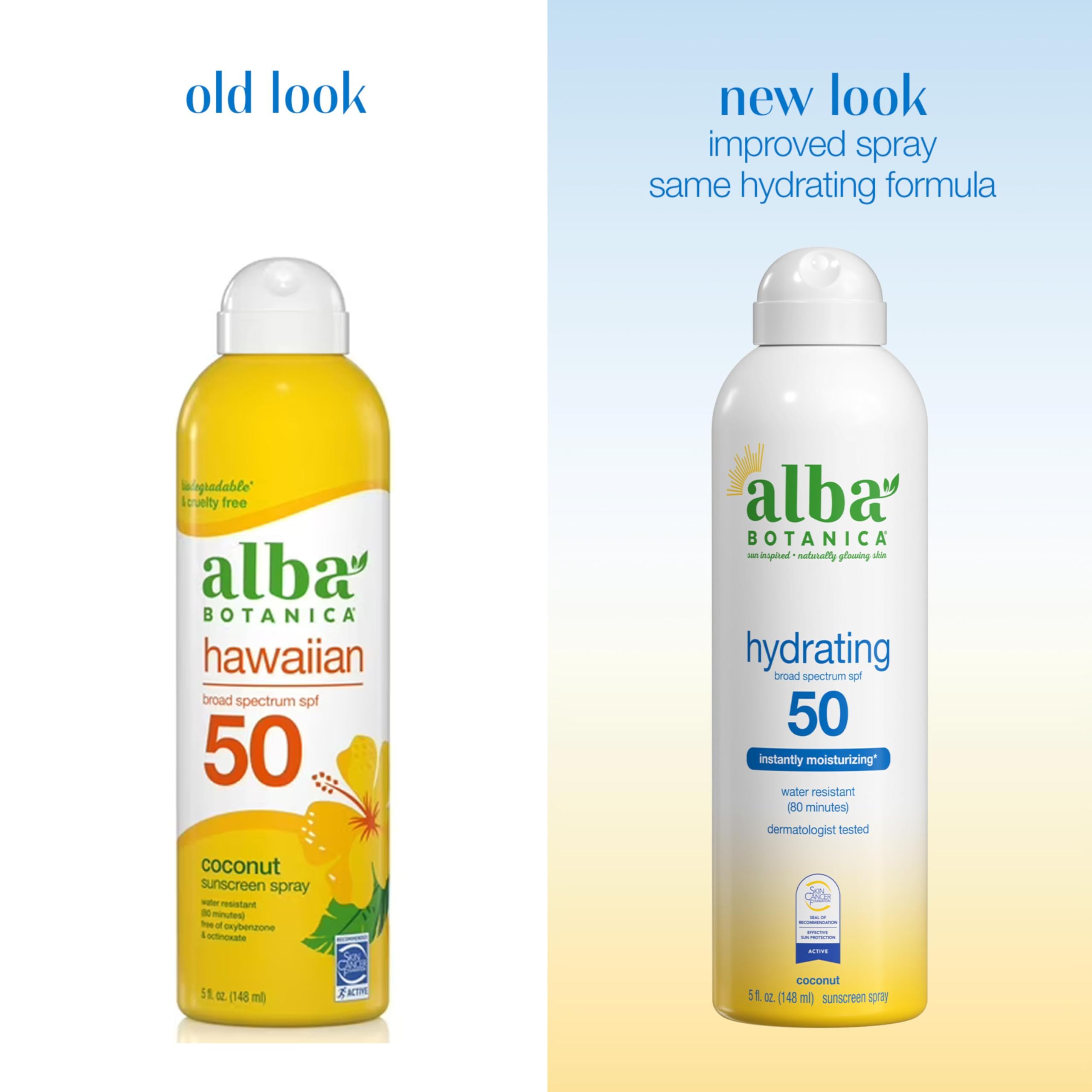 Alba Botanica protector solar, textura ligera, secado rápido.