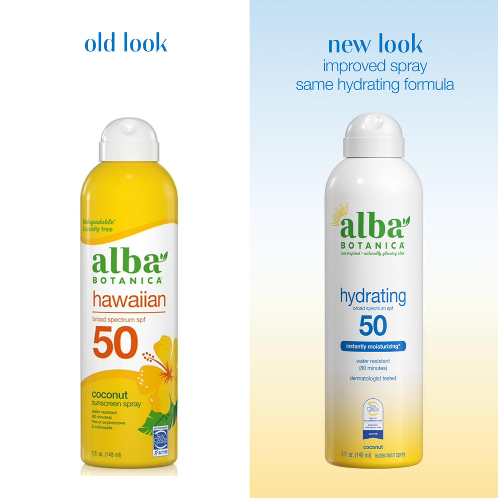 Alba Botanica protector solar, textura ligera, secado rápido.