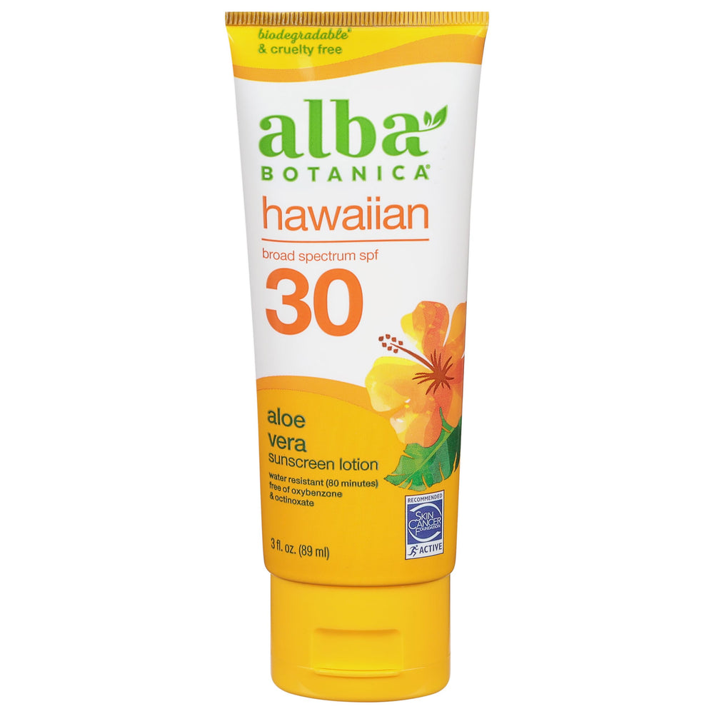 Alba Botanica loción solar SPF 30 en botella para uso diario