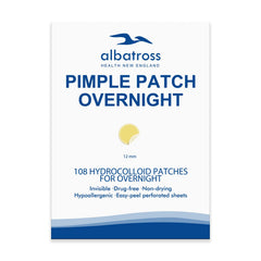 Parches acne noche de Albatross Health New England, empaque visible y 108 piezas.