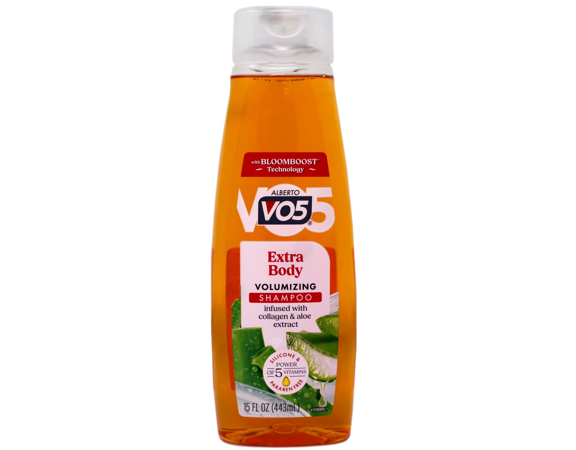 Alberto VO5 shampoo volumen extra, aplicación en espuma para levantamiento de volumen.