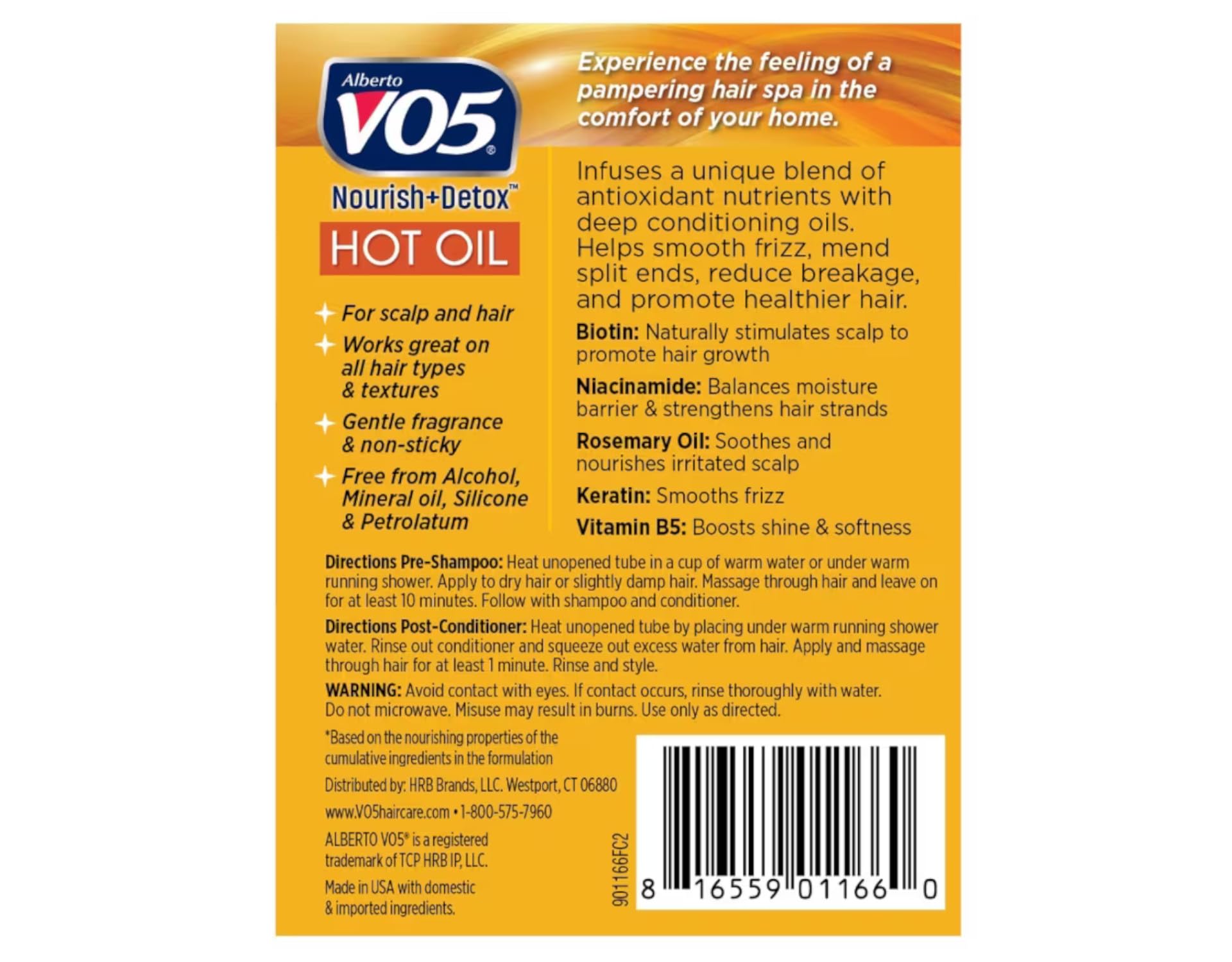 Cabello hidratado tras VO5 tratamiento aceite caliente.