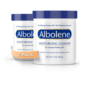 Albolene balsamo desmaquillante, textura cremosa, limpieza suave para piel sensible.