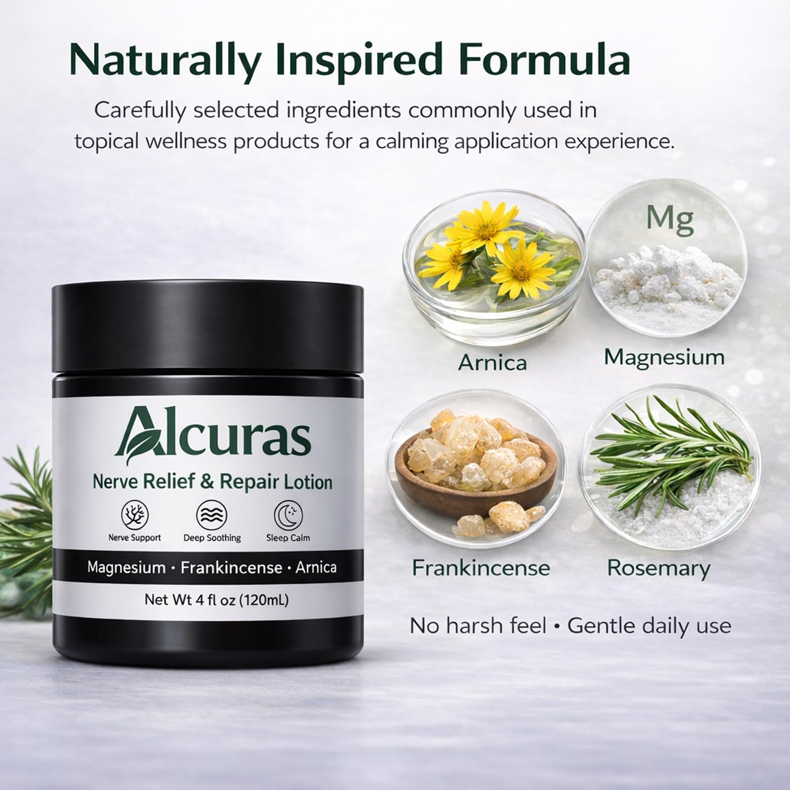 Alcuras Crema Nervio con magnesio, absorción rápida y sin residuo.
