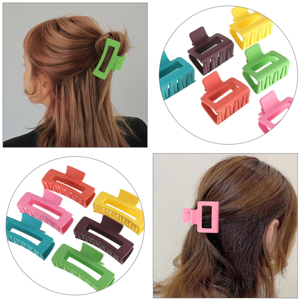 Alemaky pinza cabello cuadrada grande mate colorida verde, agarre estable para pelo grueso.