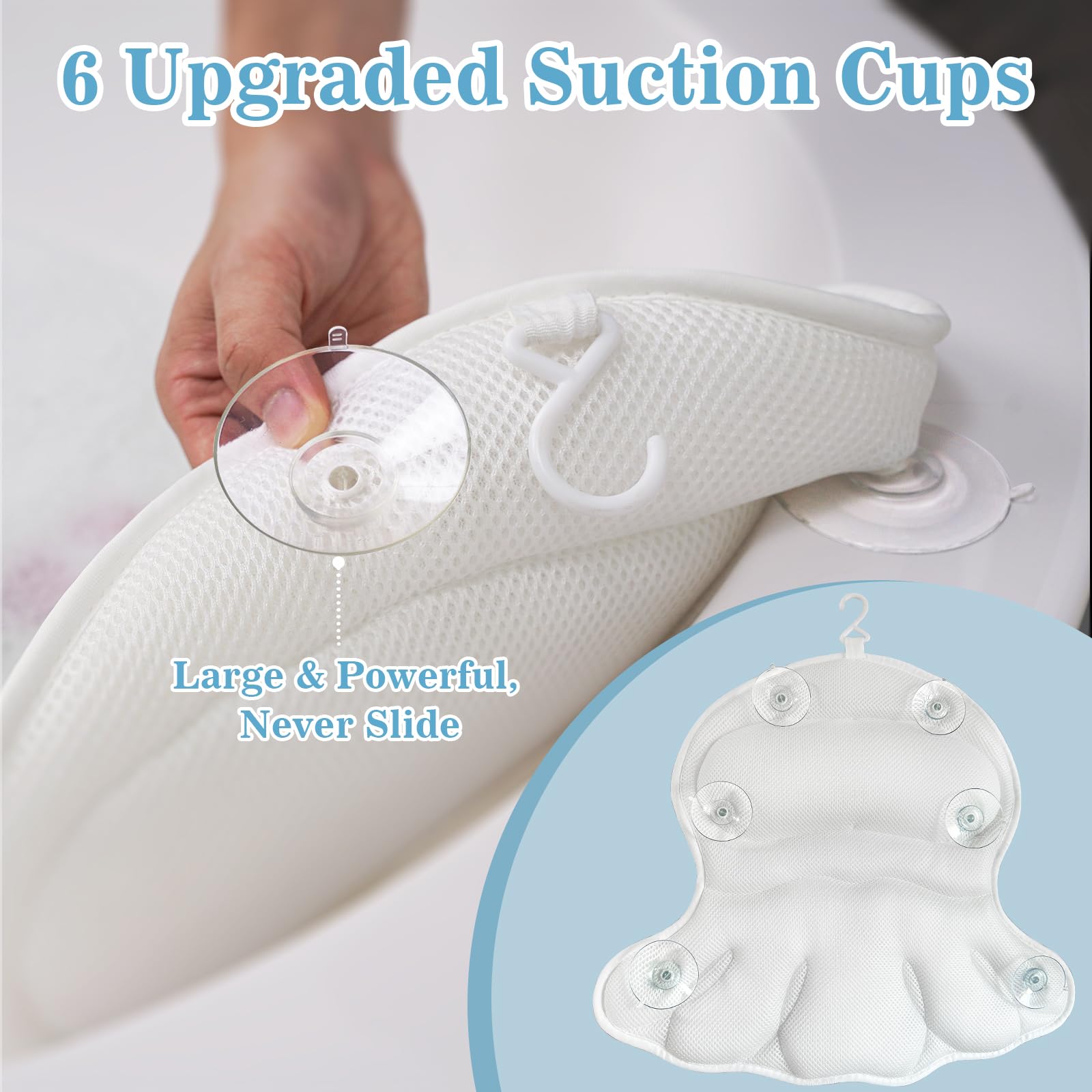 Almohada de baño Aleponna vista lateral con diseño ergonómico