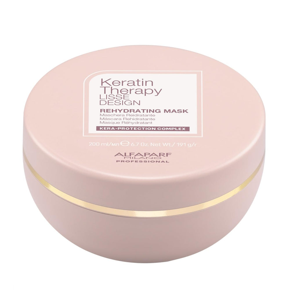 Alfaparf Milano Lisse Design Keratin Therapy, frasco vertido para hidratación profunda y control del frizz