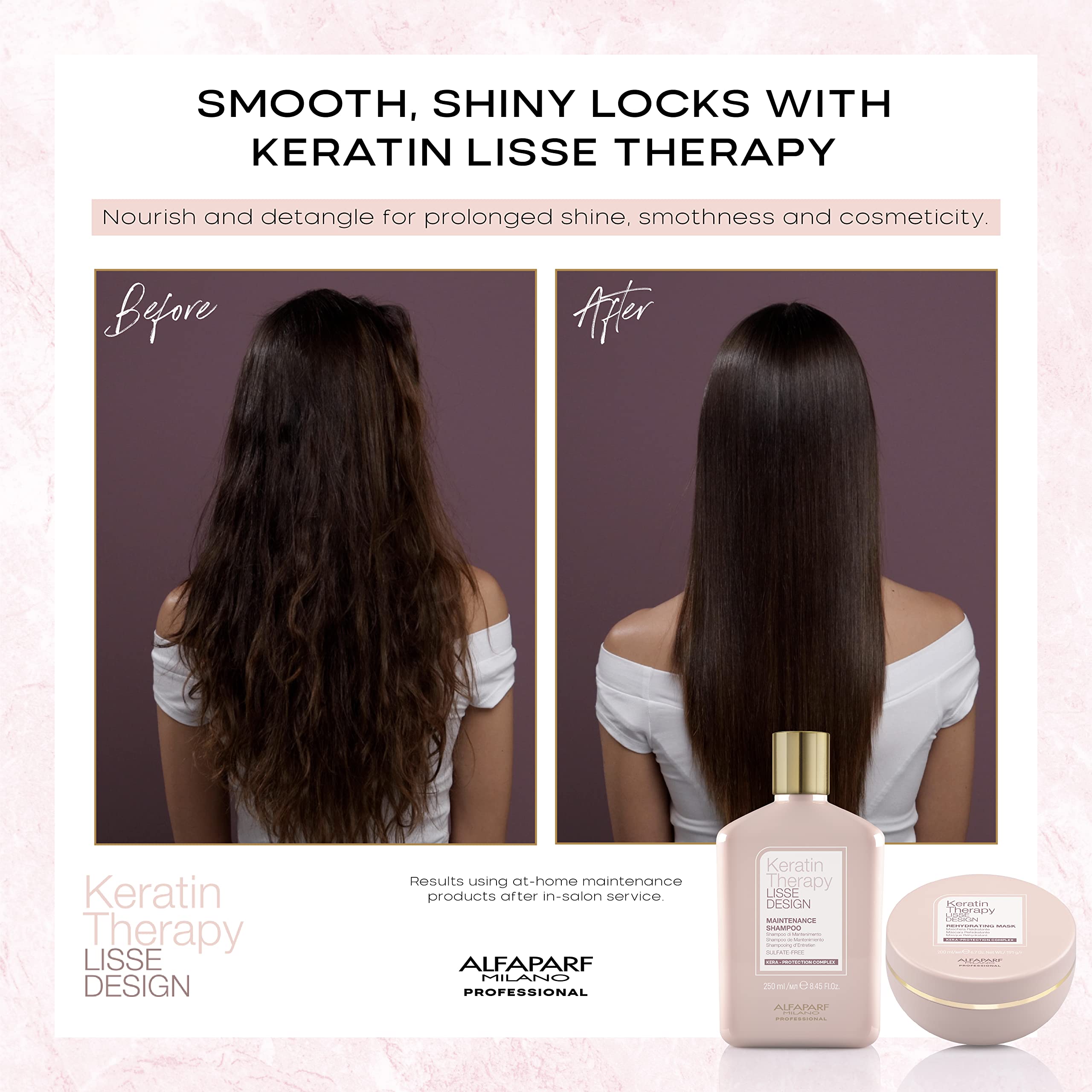 Alfaparf Milano Lisse Design Keratin Therapy, ingredientes keratina y colágeno protegen el cabello