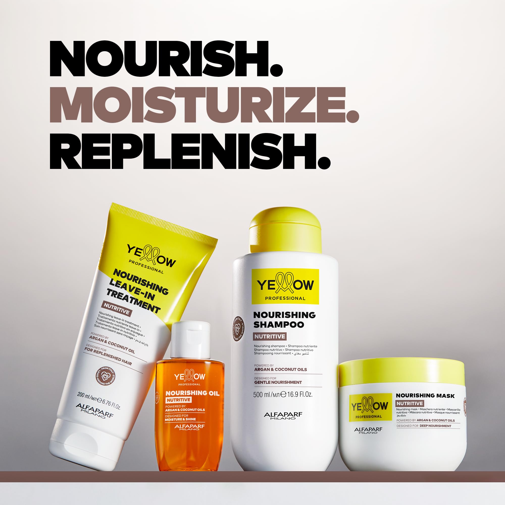Alfaparf Milano Yellow Nutritive: Aloetrix hidrata y protege la fibra capilar.