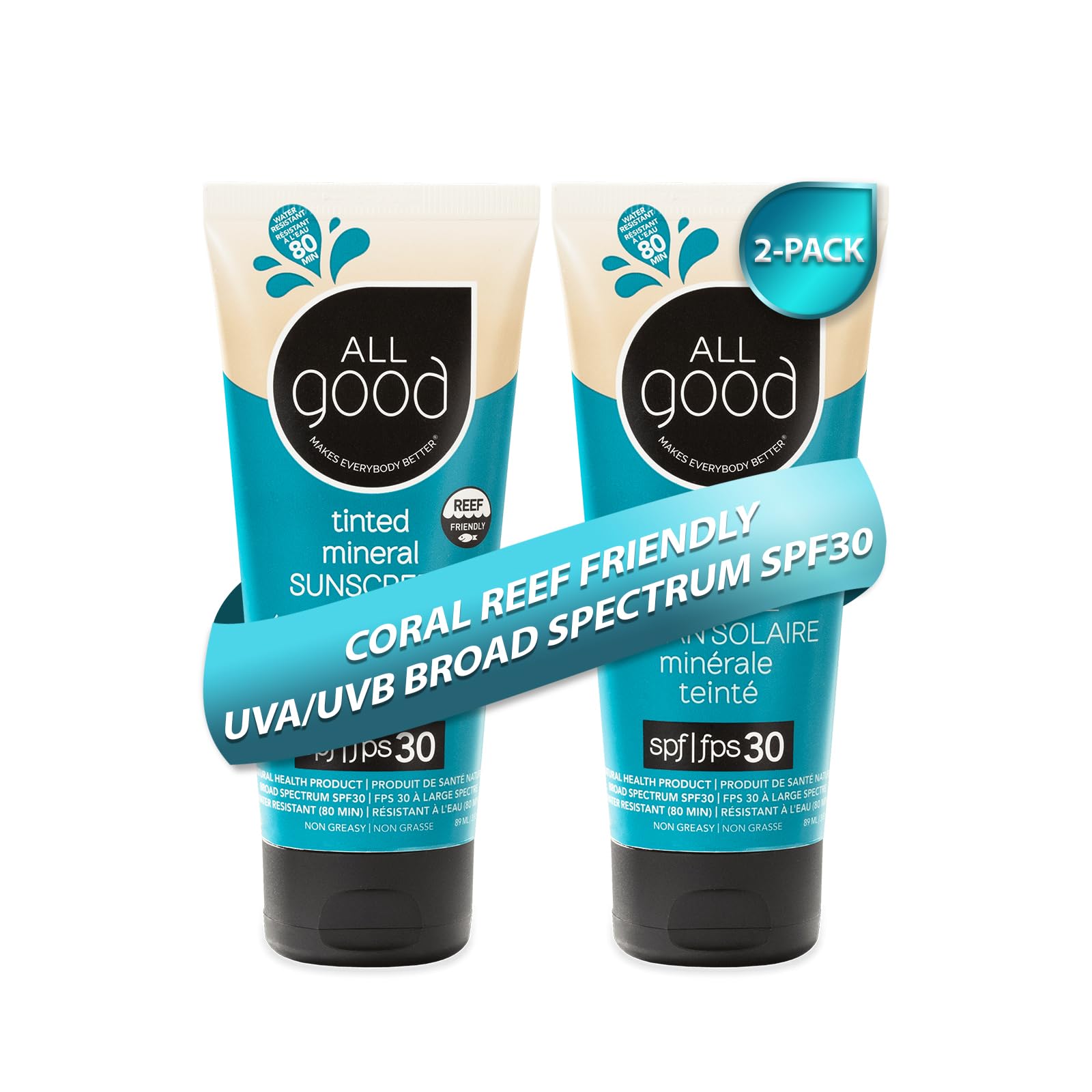 All Good Sunscreen tintado para rostro, protección mineral con acabado suave.