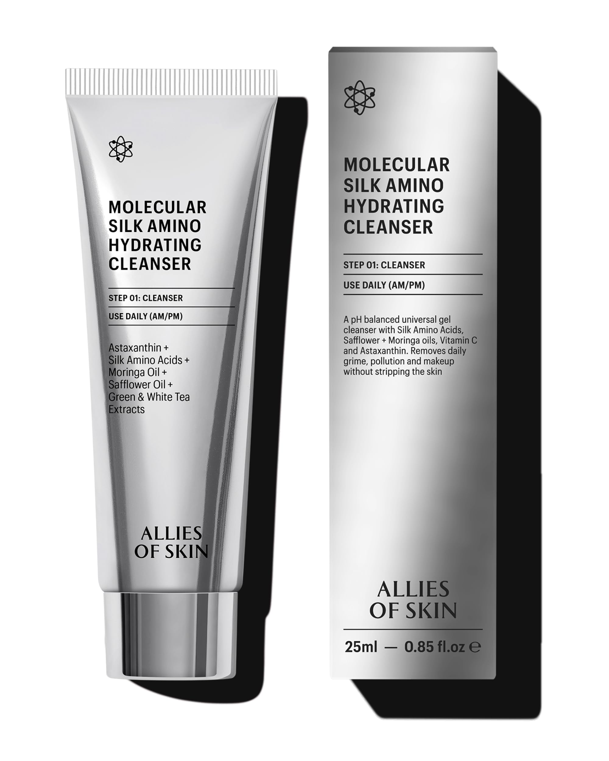 Allies of Skin limpiador de viaje con seda para piel sensible.