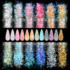 Allstarry brillos sirena 12 colores para uñas, decoración de uñas brillante y duradera