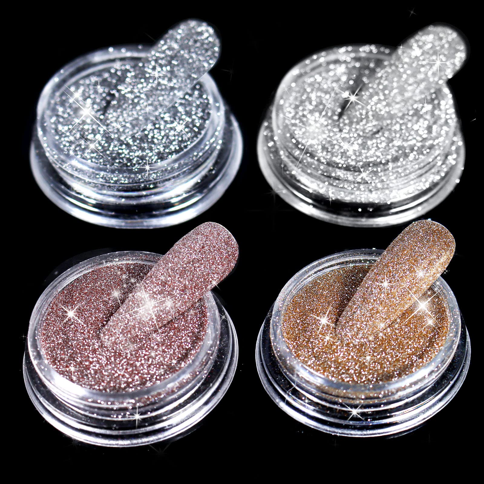 Allstarry polvo diamante en empaque, brillo reflector para uñas y artesanías.