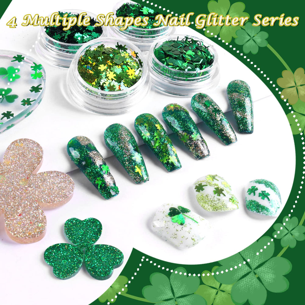 Allstarry glitter confeti trébol iridiscente, añade destellos brillantes a las uñas.