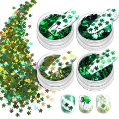 Allstarry glitter verde shamrock en frascos, perfecto para manicuras temáticas.