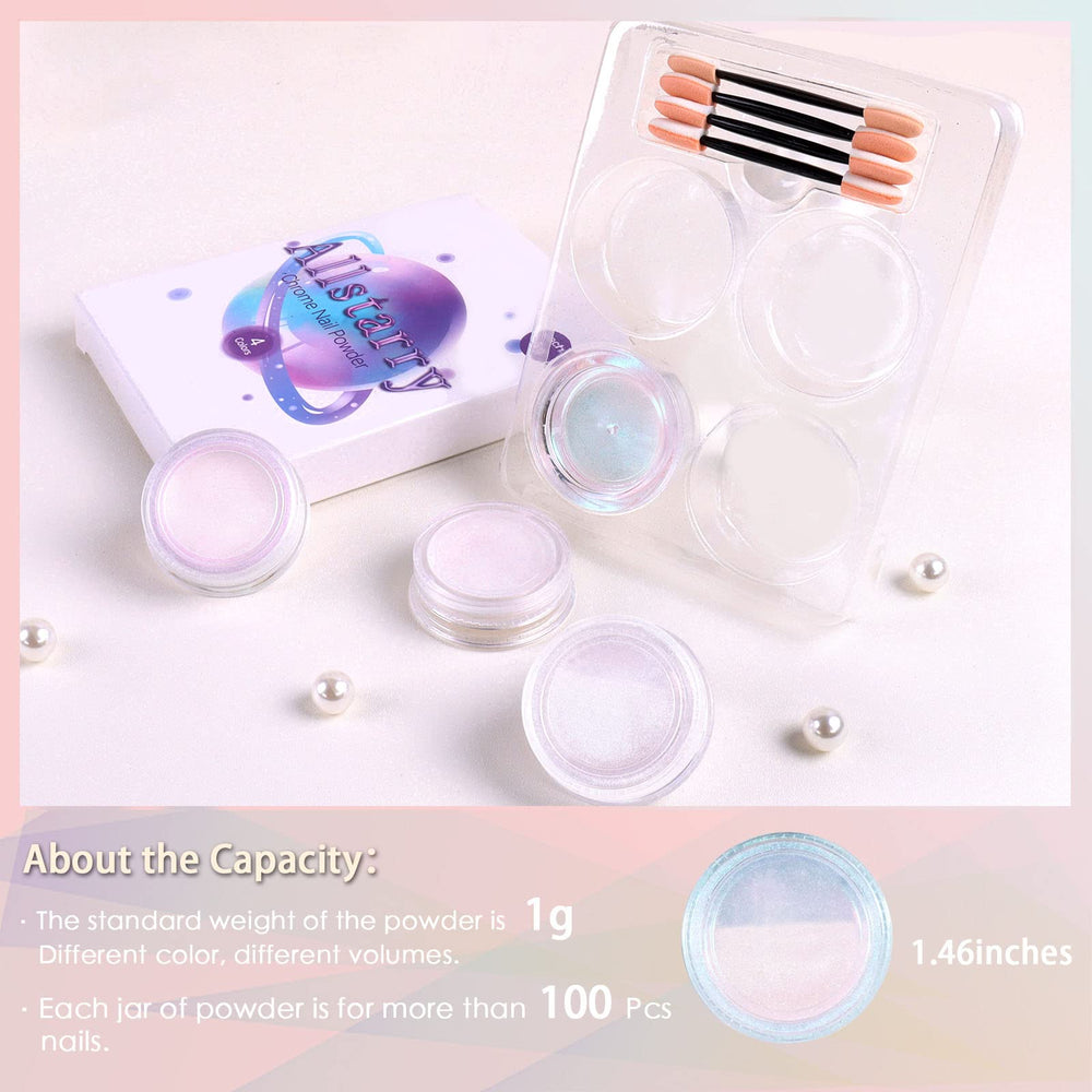 Allstarry polvo cromado uñas unicornio, destellos mágicos para uñas