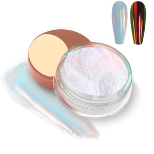 Allstarry polvo cromo unicornio para uñas, efecto luna iridiscente