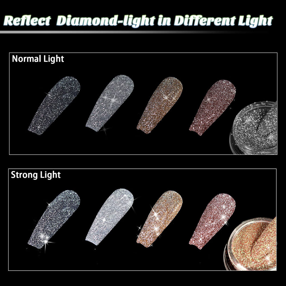 Polvo diamante negro de Allstarry con destellos elegantes para uñas.
