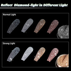 Polvo diamante negro de Allstarry con destellos elegantes para uñas.