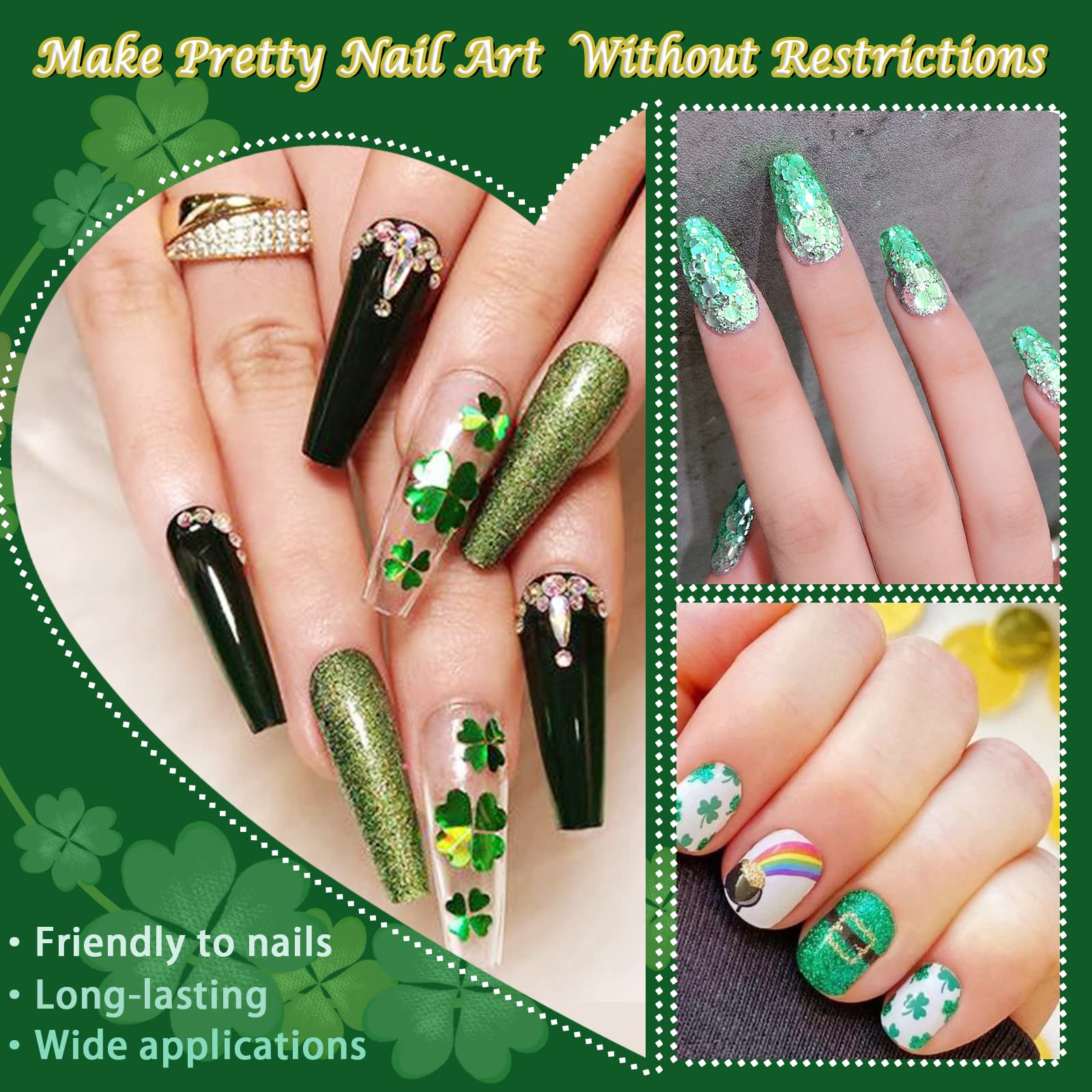 Allstarry polvo de confeti shamrock para uñas.