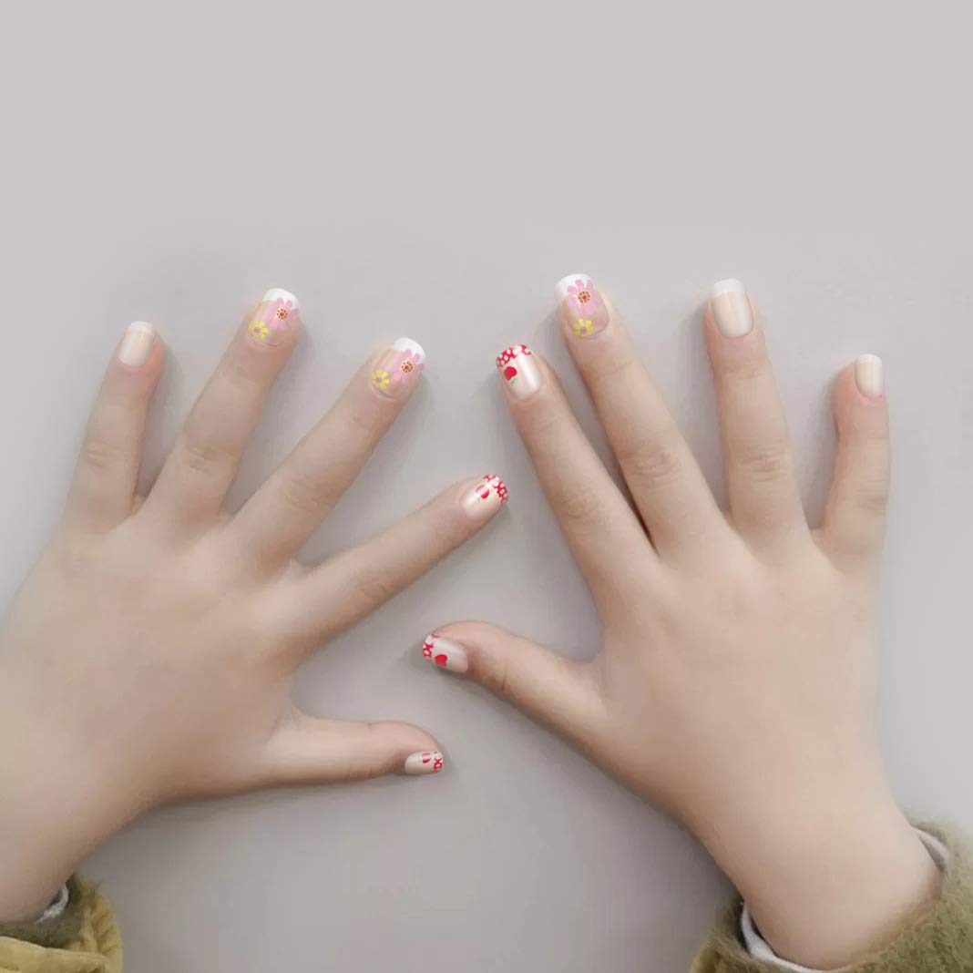Allstarry Uñas Frances con diseño prepegado, aplicación fácil para padres e hijos.