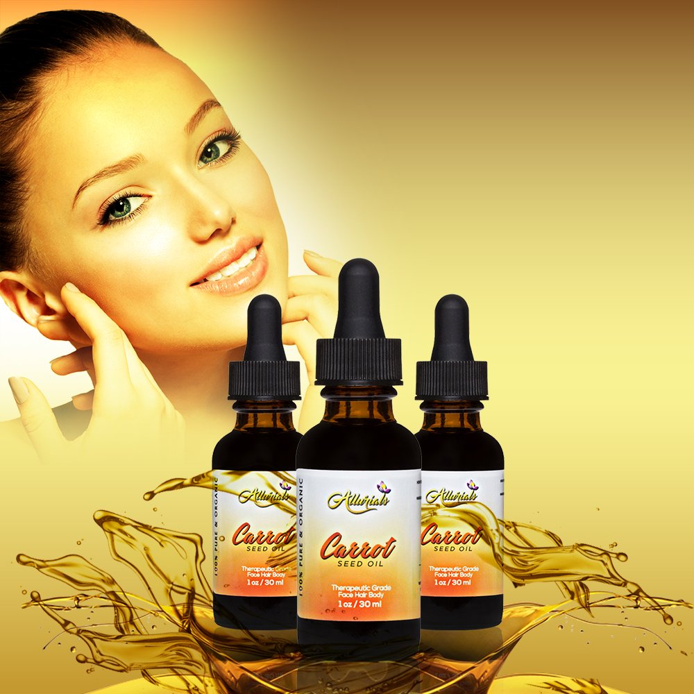 Allurials aceite de zanahoria: envase de vidrio para conservación.