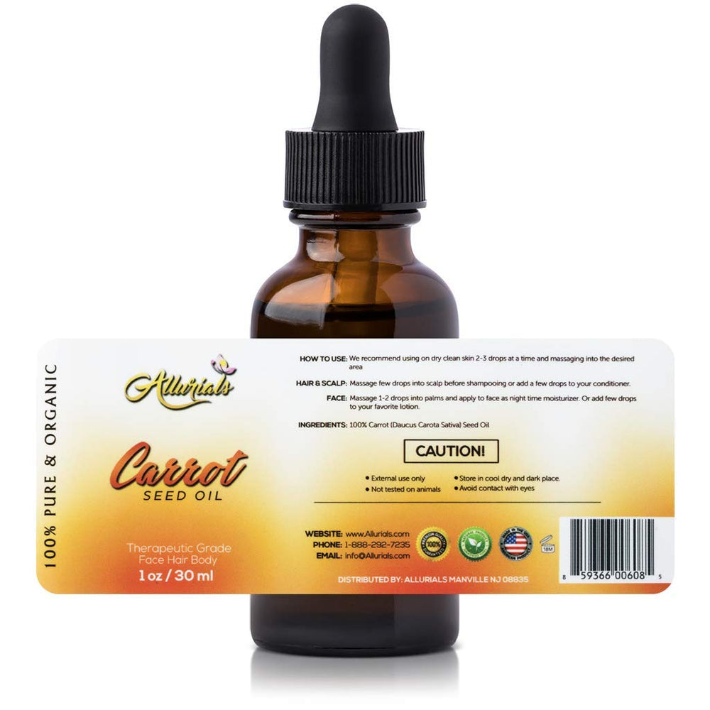 Allurials aceite de zanahoria: prensado en frío, antioxidantes naturales.
