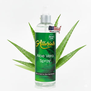 Allurials Aloe Vera Spray, botella de aplicación, aporta frescura suave para piel y cabello.
