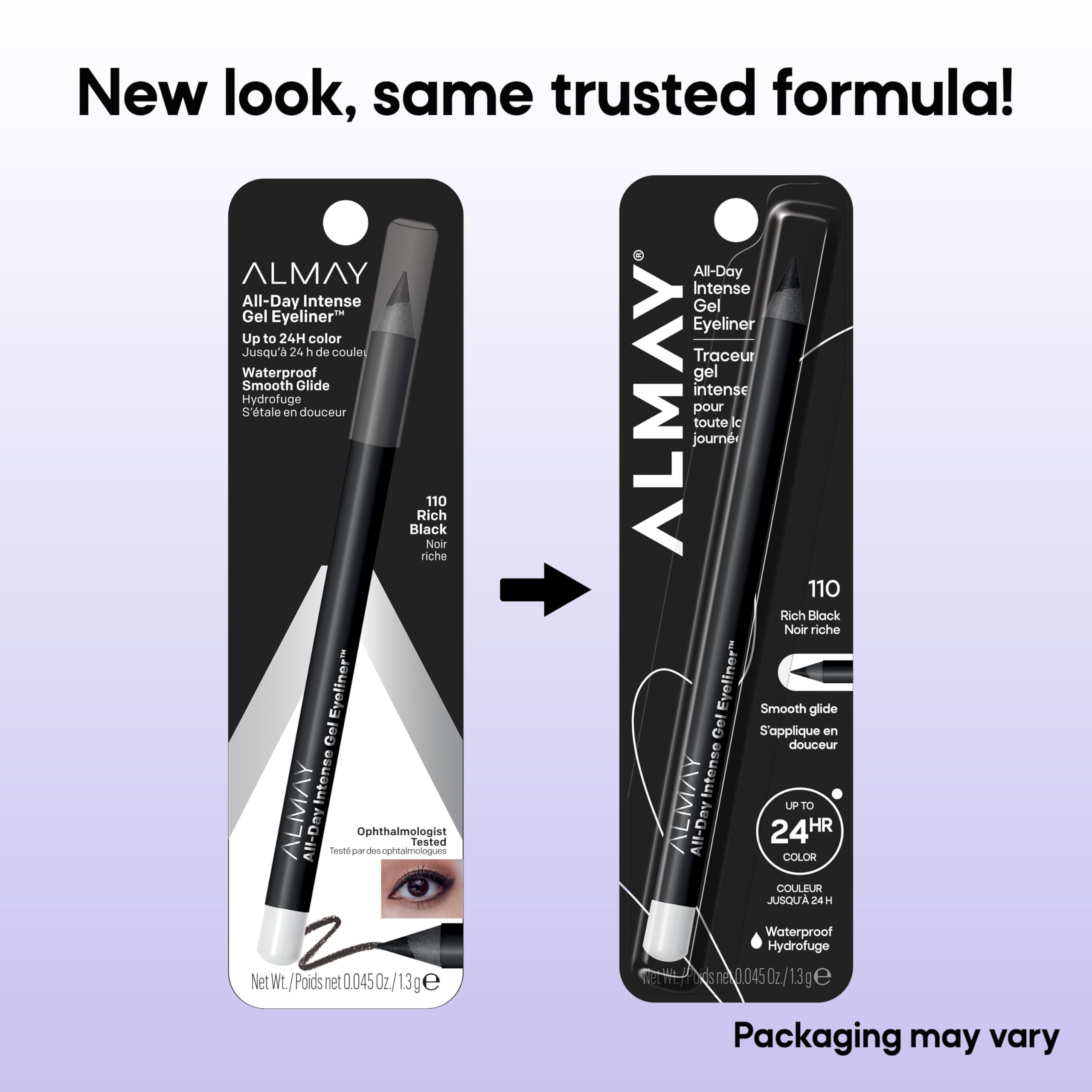 Almay delineador lápiz sin fragancia, ideal para ojos sensibles.