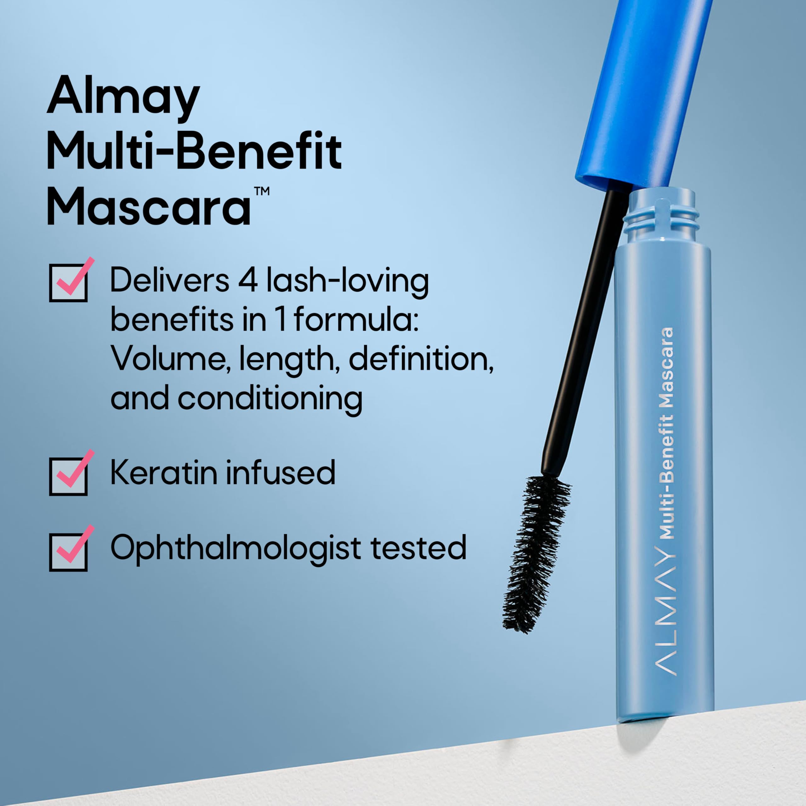 Almay Mascara con keratina para cuidado de pestañas.