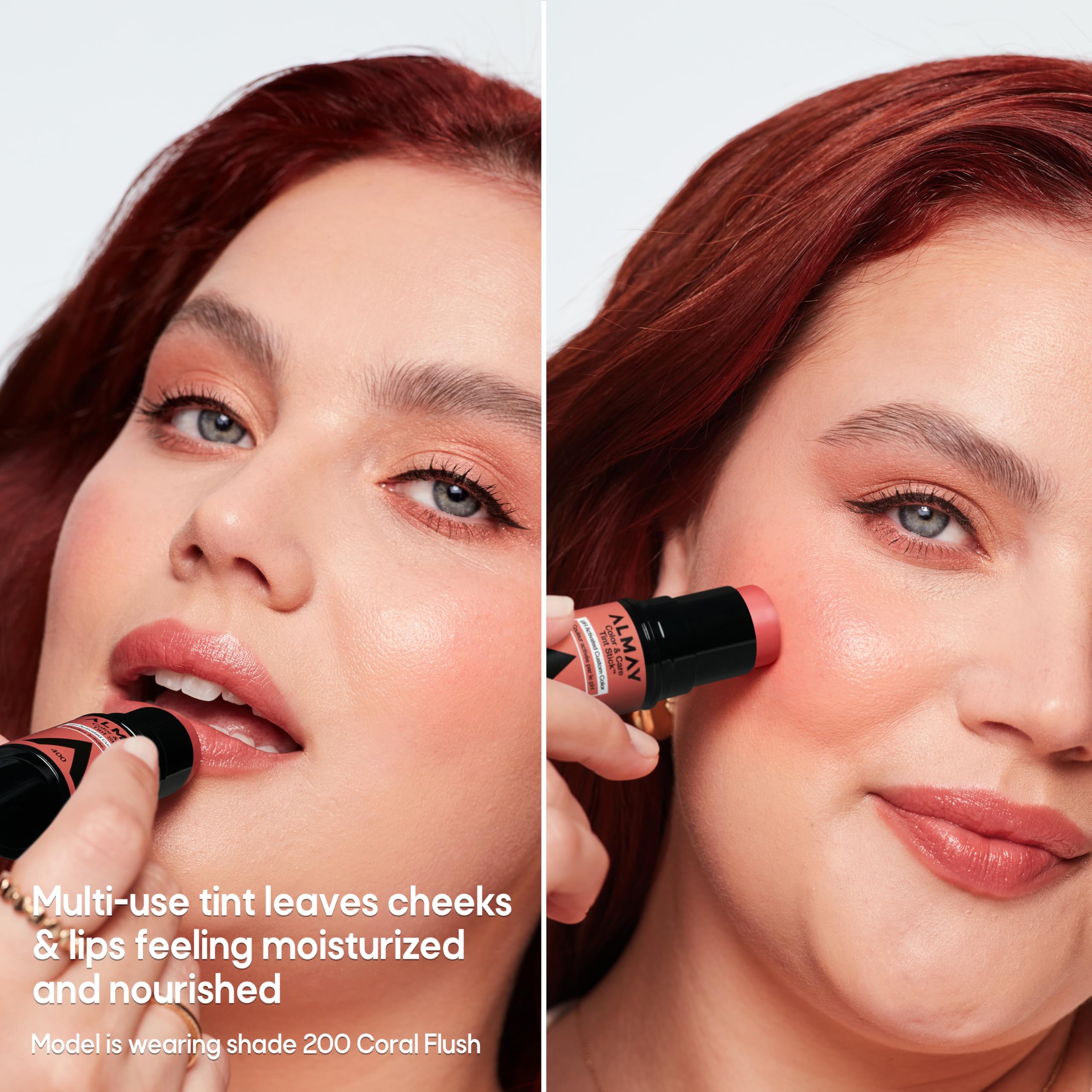Aplicación ligera desliza labios y mejillas para hidratación inmediata.