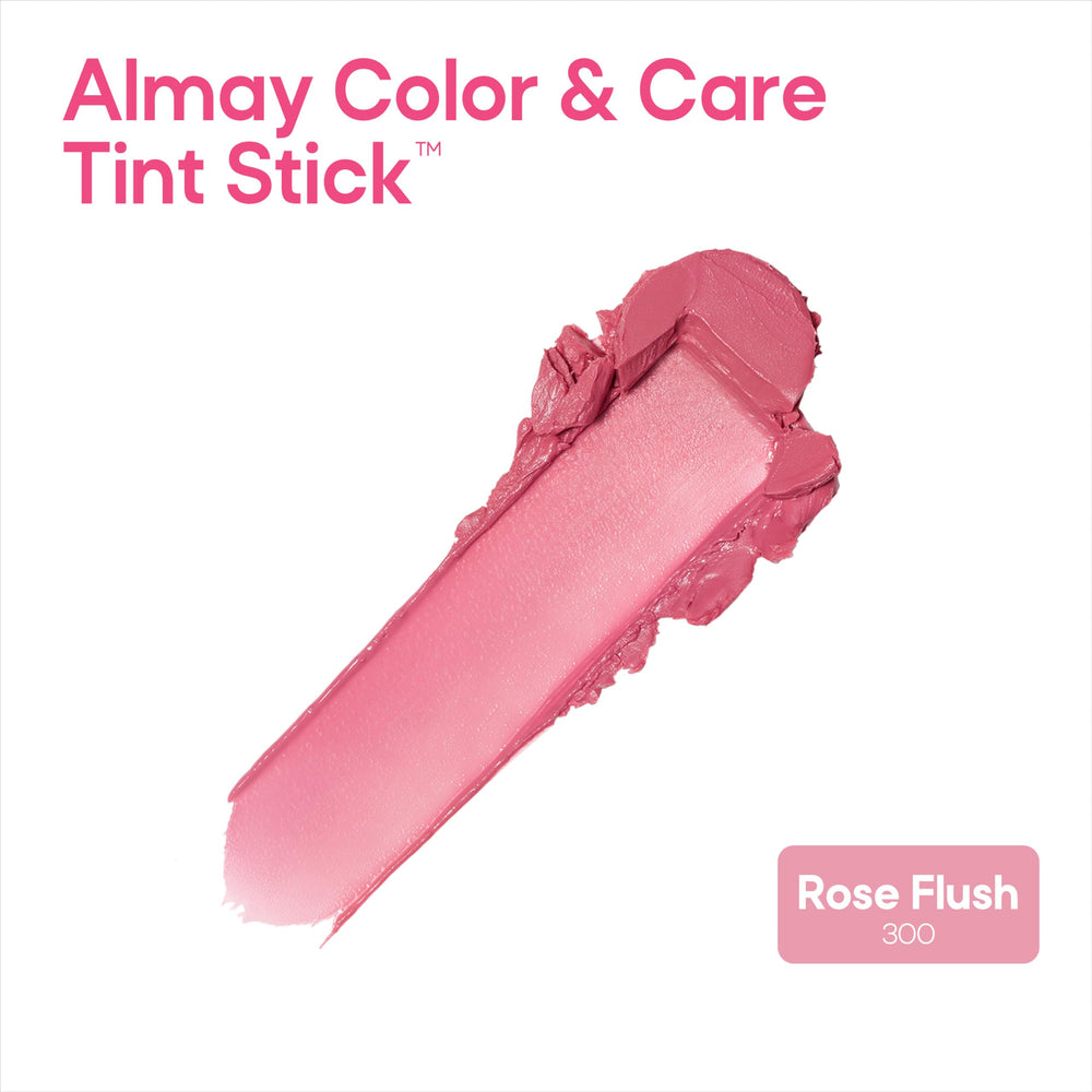 Almay Tinte tono rosado activado por pH, brillo sutil en piel.
