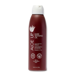 Aloe Up frente a la botella, aceite bronceador para un bronceado natural y ligero
