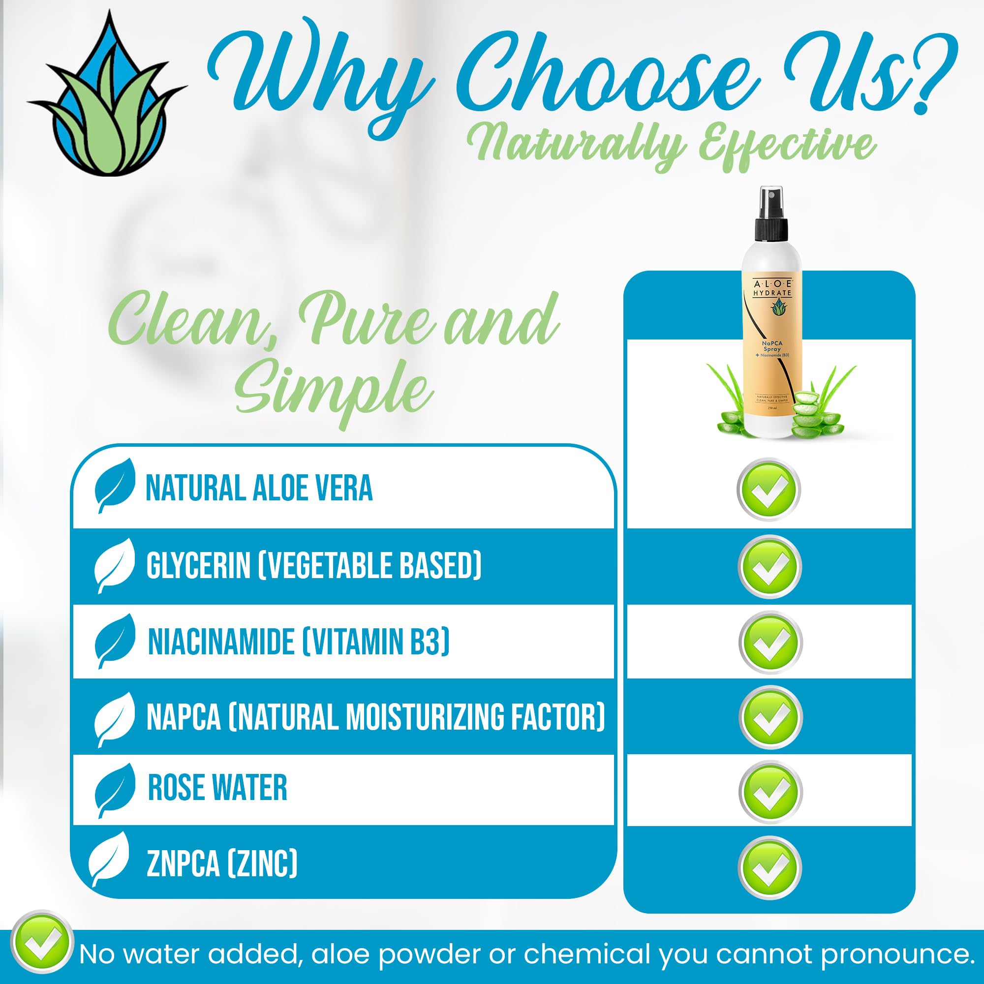 AloeHydrate NaPCA humectante natural para hidratación prolongada.