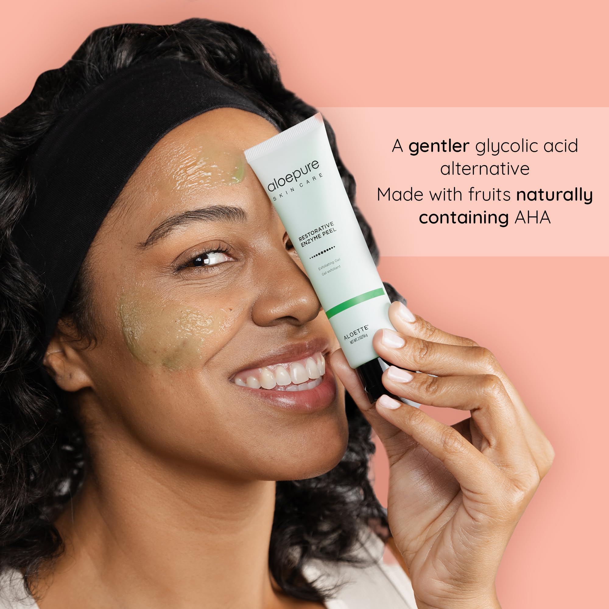 Aloette Face Peel Gel - Peel Enzimático Restaurador (2 oz / 60 g) | Exfoliante Facial Hidratante con Aloe Vera