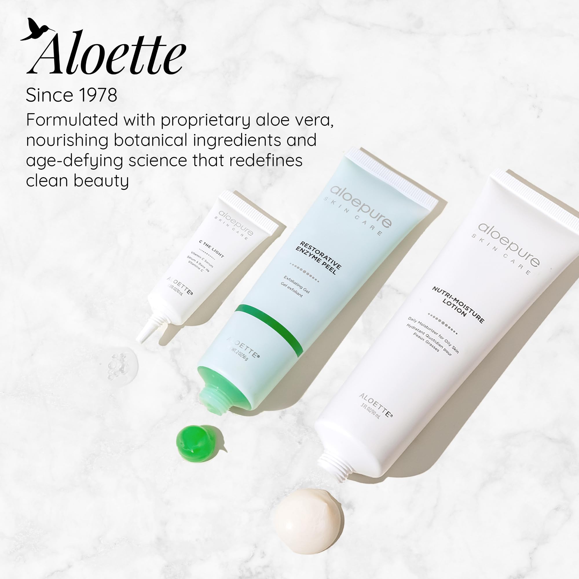 Aloette Face Peel Gel - Peel Enzimático Restaurador (2 oz / 60 g) | Exfoliante Facial Hidratante con Aloe Vera