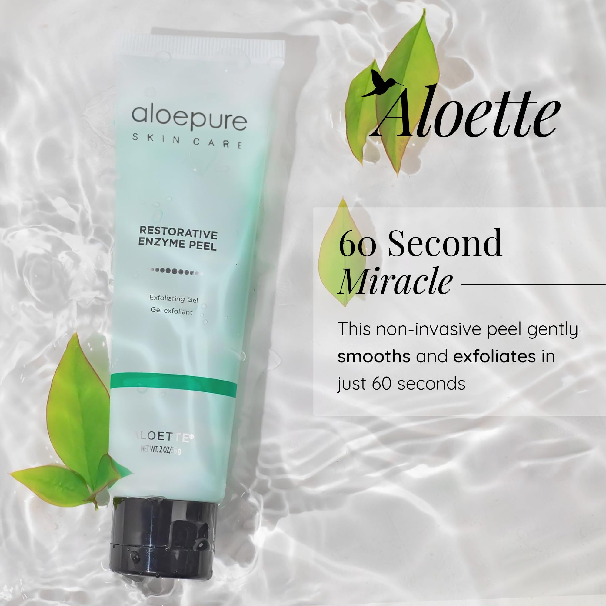 Aloette Face Peel Gel - Peel Enzimático Restaurador (2 oz / 60 g) | Exfoliante Facial Hidratante con Aloe Vera