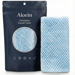 Alorin Toalla exfoliante con tejido hexagonal para piel suave tras la ducha.
