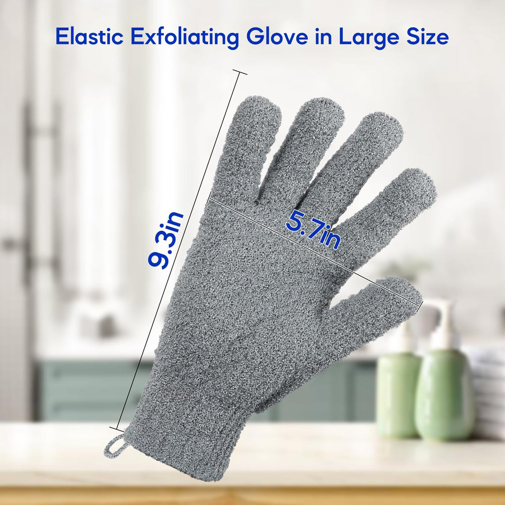 Alotpower guantes exfoliantes grandes, ocho piezas en colores negro y gris para uso diario