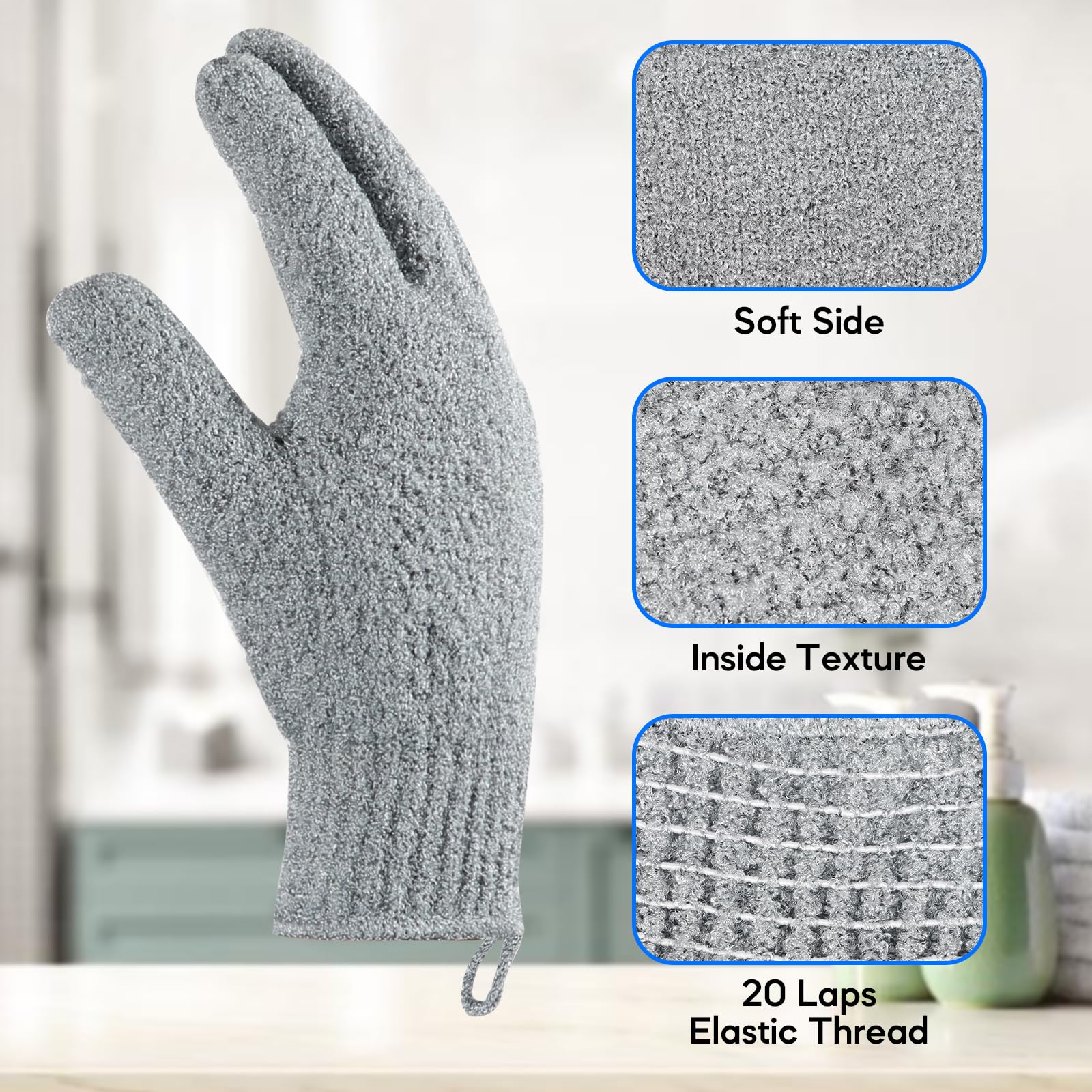 Alotpower guantes exfoliantes grandes, ideales para limpieza y cuidado diario, con colgado