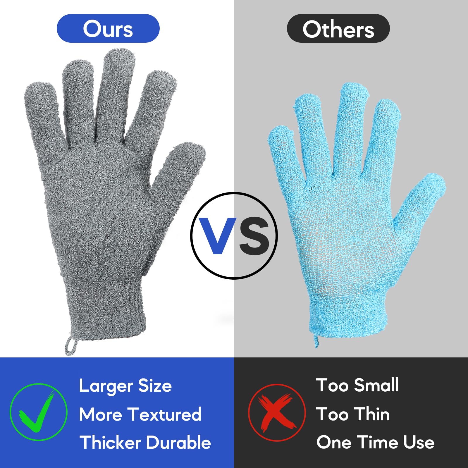 Alotpower guantes grandes para ducha, permiten exfoliar con comodidad durante la limpieza diaria