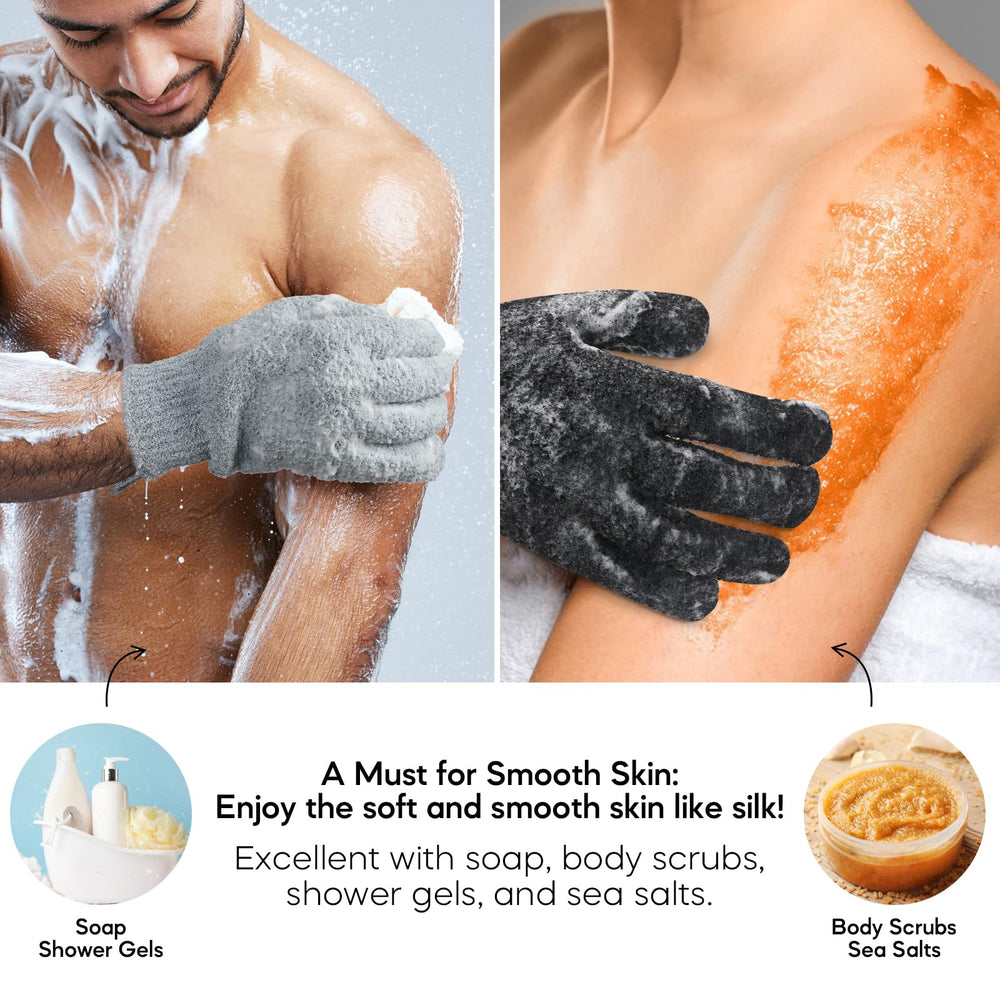 Alotpower guantes exfoliantes, doble cara con lado áspero e interior suave para limpiar