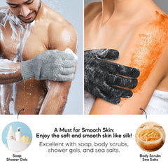 Alotpower guantes exfoliantes, doble cara con lado áspero e interior suave para limpiar