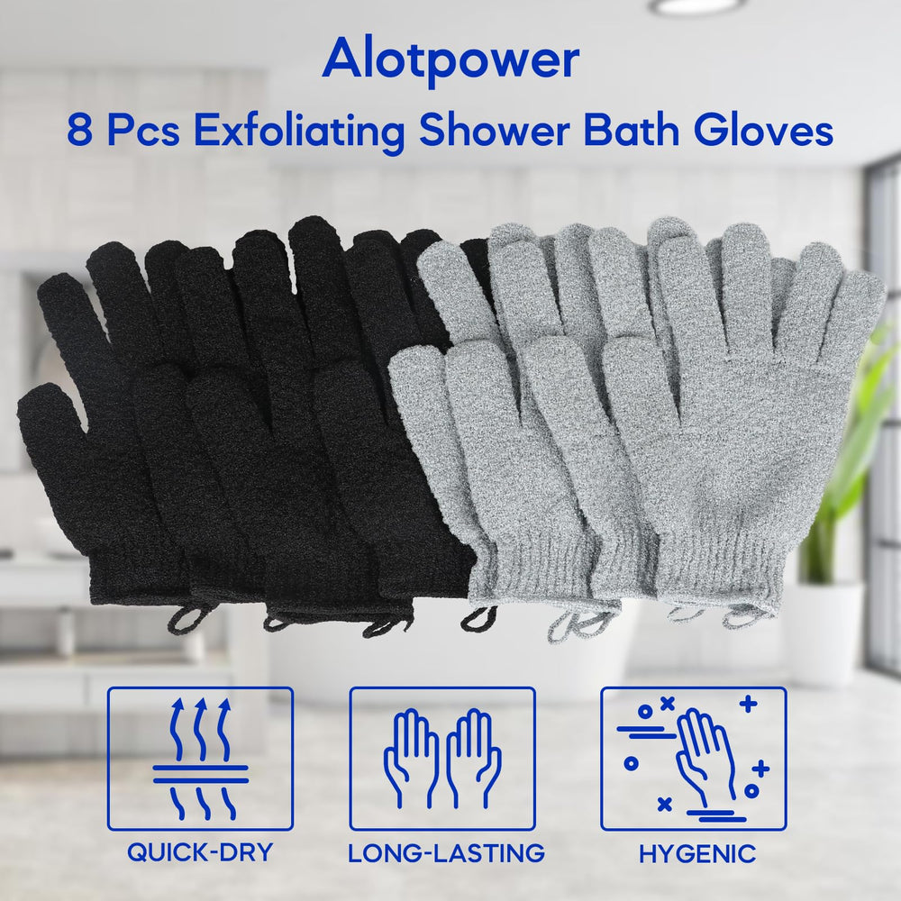 Alotpower guantes para ducha, diseño de cinco dedos que se ajusta a manos grandes