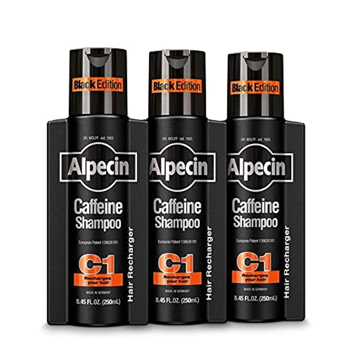 Alpecin Caffeine Champú C1 Edición Negra, botella visible, para estimular el cuero cabelludo