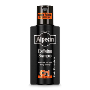 Botella de Alpecin C1 Black Edition con posible fortalecimiento de raíces.