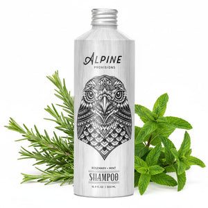 Alpine Provisions champú natural Romero Menta en botella para uso diario