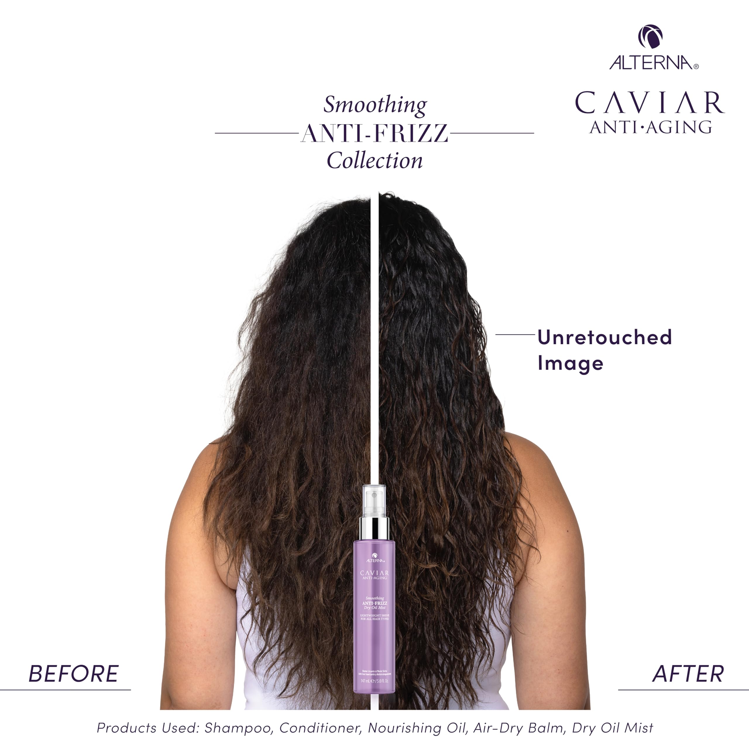Textura ligera de la bruma de Alterna que no pesa el cabello.